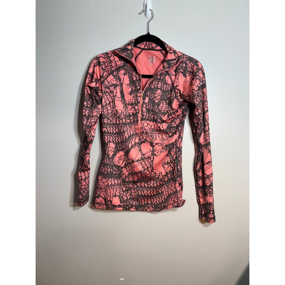 Nike Pro Hyperwarm Womens Half Zip Training Top Coral Pink Black Graphic Small